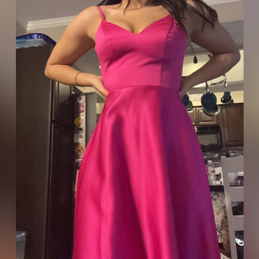 Pink prom dress with pockets